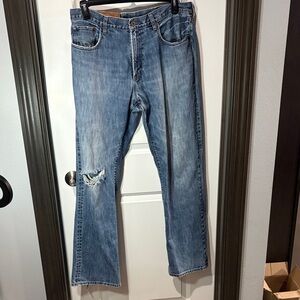 Vintage Gap Blue Men's Distressed Straight-Leg Jeans
